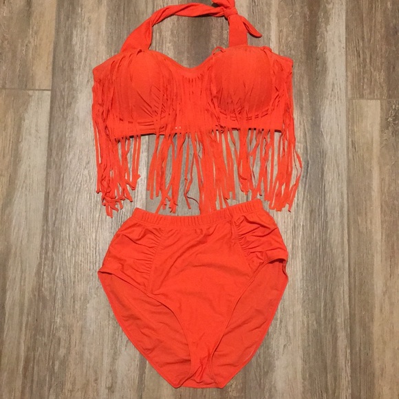 Retro High Waist Braided Fringe Top Bikini - Picture 5 of 7